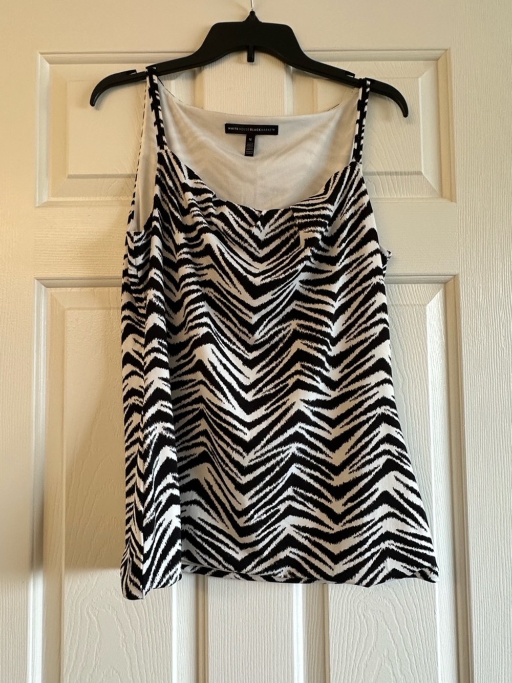 White House Black Market Black and White Zebra-Print Cami